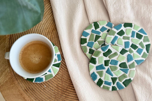 Grune Mosaik Untersetzer fur Kaffee