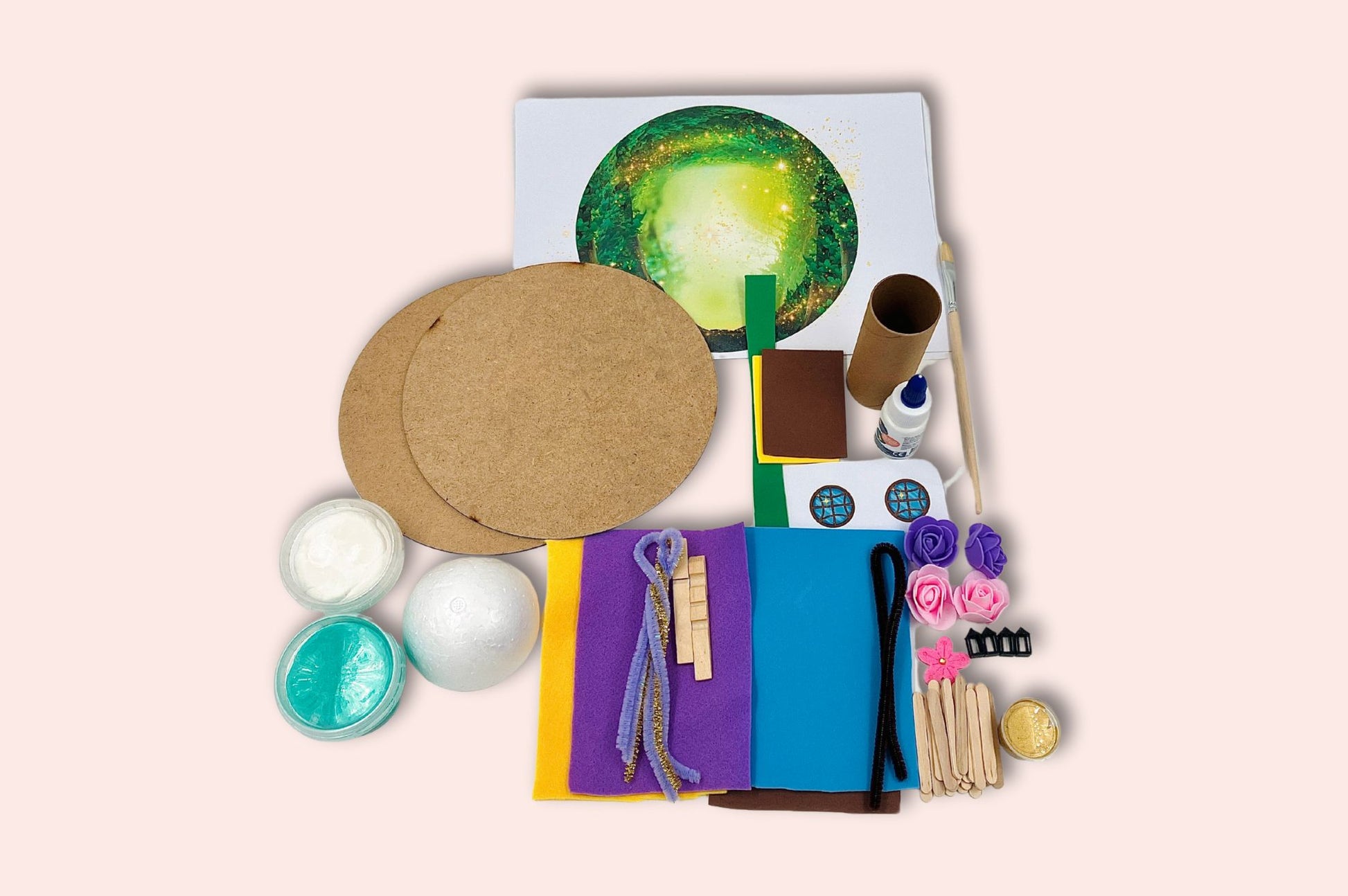 Inhalt des Bastelsets Verzauberter Wald