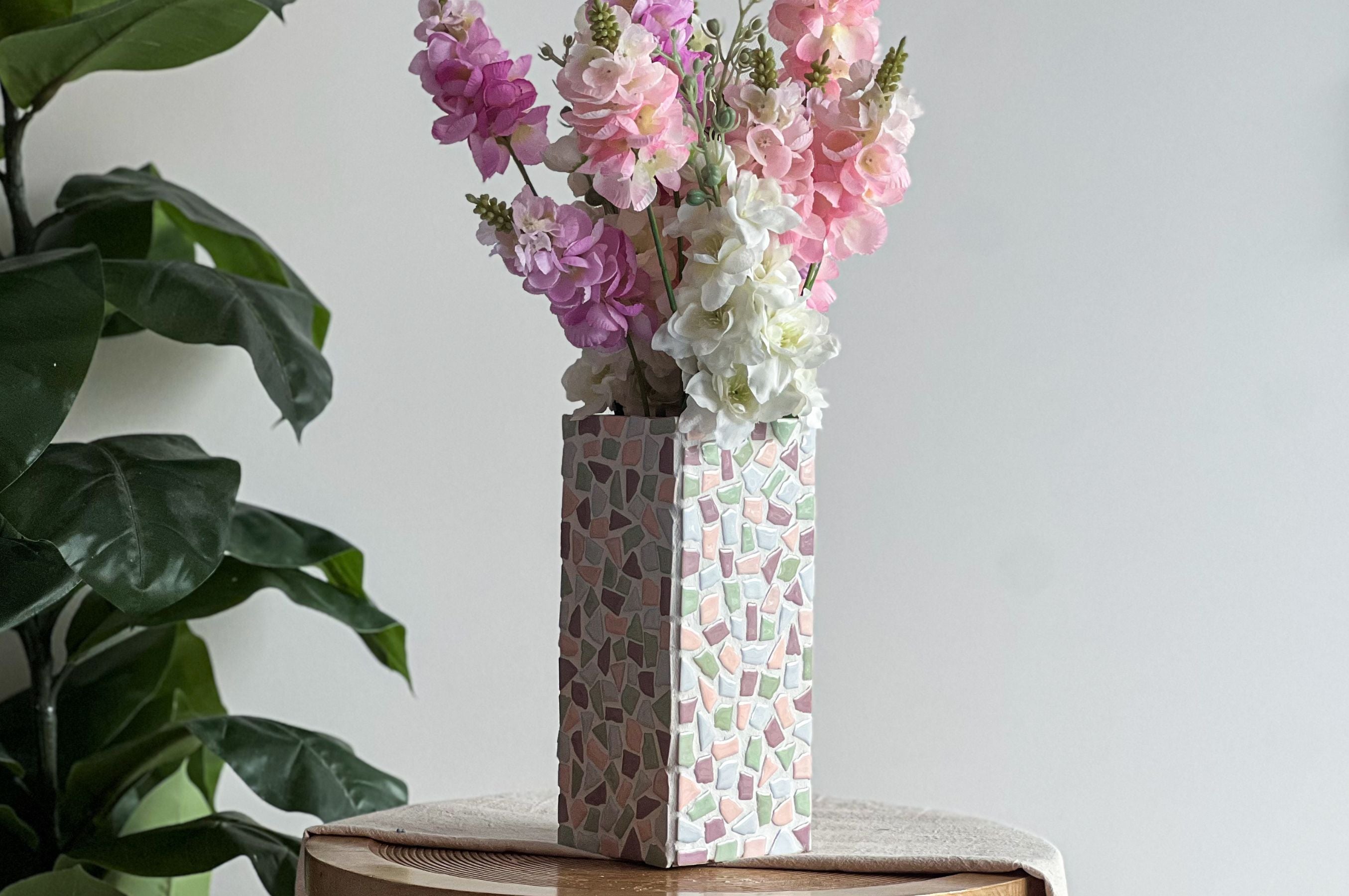 Mosaik Vase Schwarz-silber Mit Kristall-Glitzer – Keramik, 30 Cm, Blumenmosaik