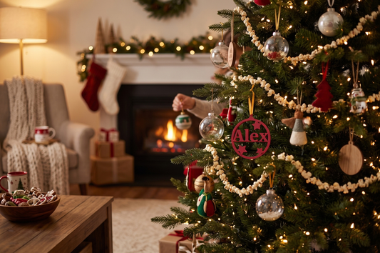 Personalisierte Weihnachtskugel mit Namen Rot