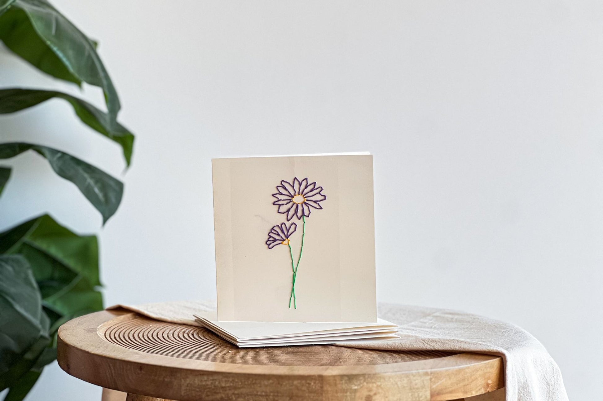 Blumen auf Karte sticken