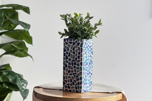 DIY Mosaikvase Blau