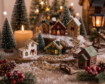 DIY-Set Weihnachtsdorf aus Holz (6 Häuschen, 4 bezahlen)