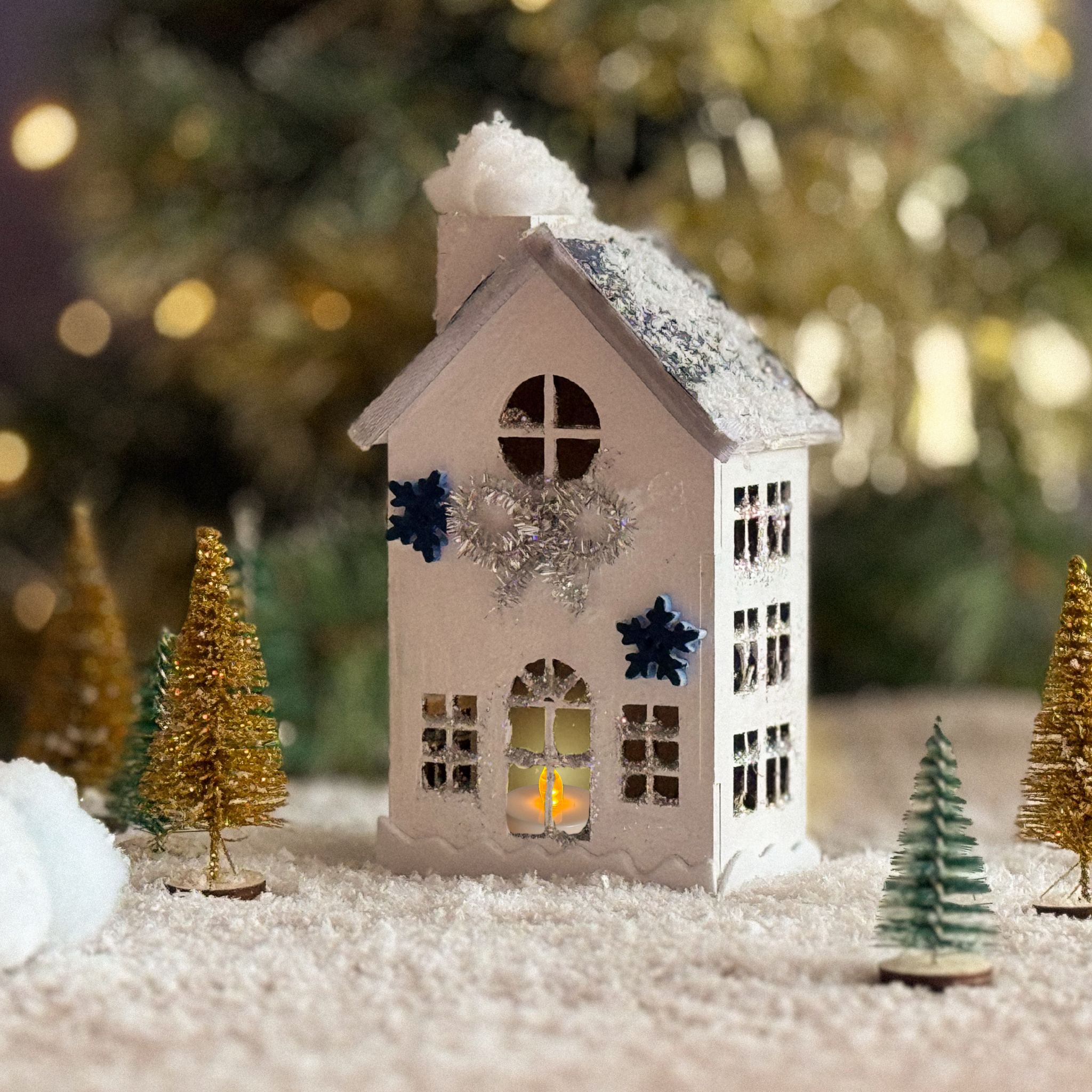 Bastelset Holz-Weihnachtshaus in Weiß