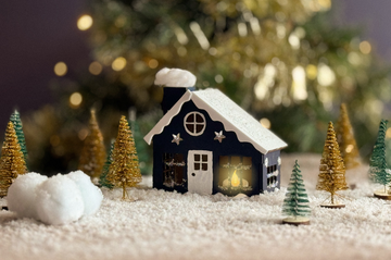 Bastelset Holz-Weihnachtshaus in Blau