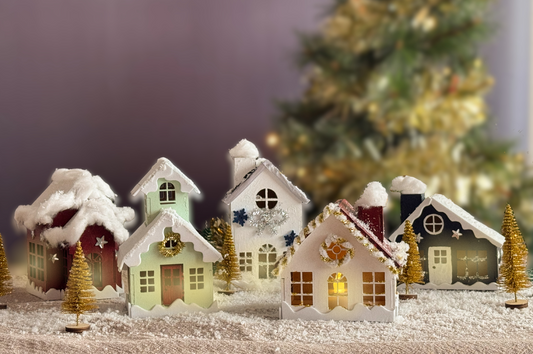 Bastelset Holz-Weihnachtshaus in Weiß