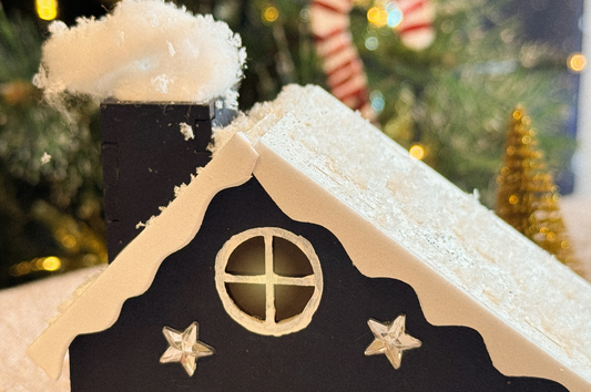 Bastelset Holz-Weihnachtshaus in Blau