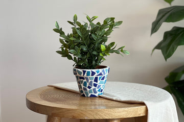 Mosaik Blumentopf Blau