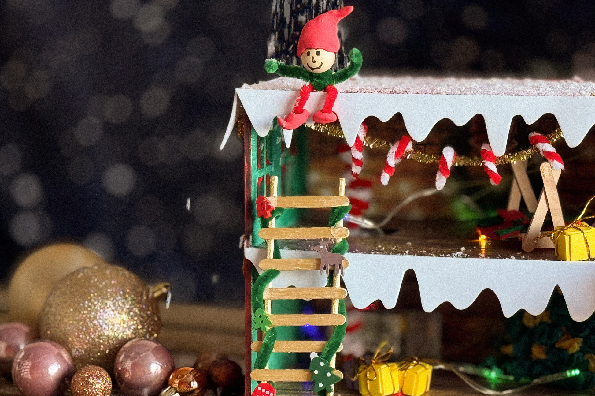 Bastelset Advents-Weihnachtshaus mit Elfe