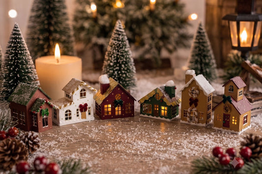 DIY Bastelset Weihnachtsdorf aus Holz (6 Häuschen, 4 bezahlen)