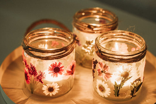 Bastelset Teelichthalter mit Trockenblumen