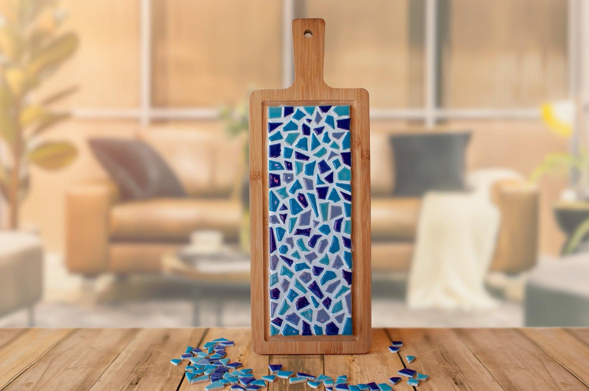 DIY bastelset mosaiek Servierbrett Blau